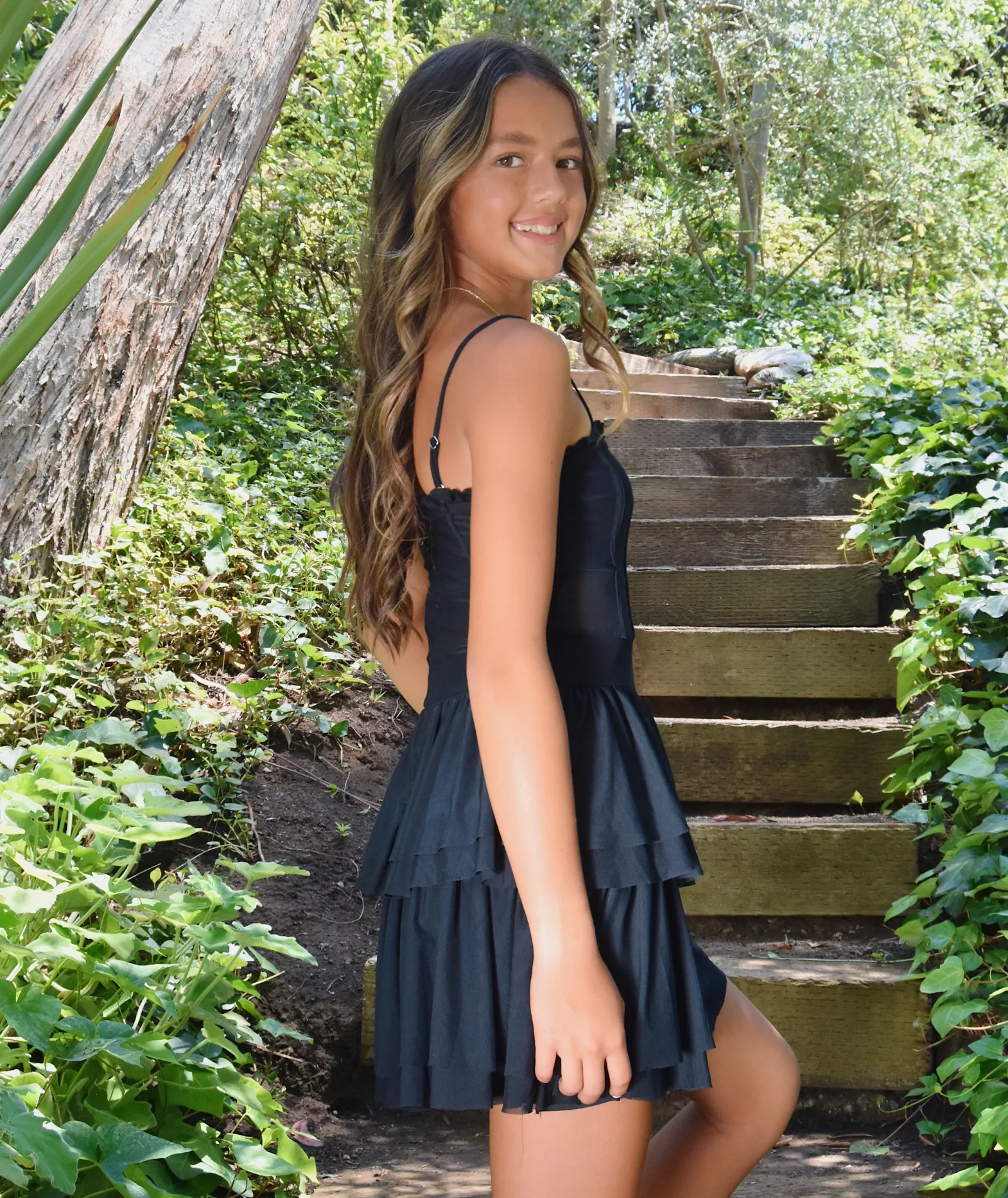 FBZ Girls Black Net Corset Dress