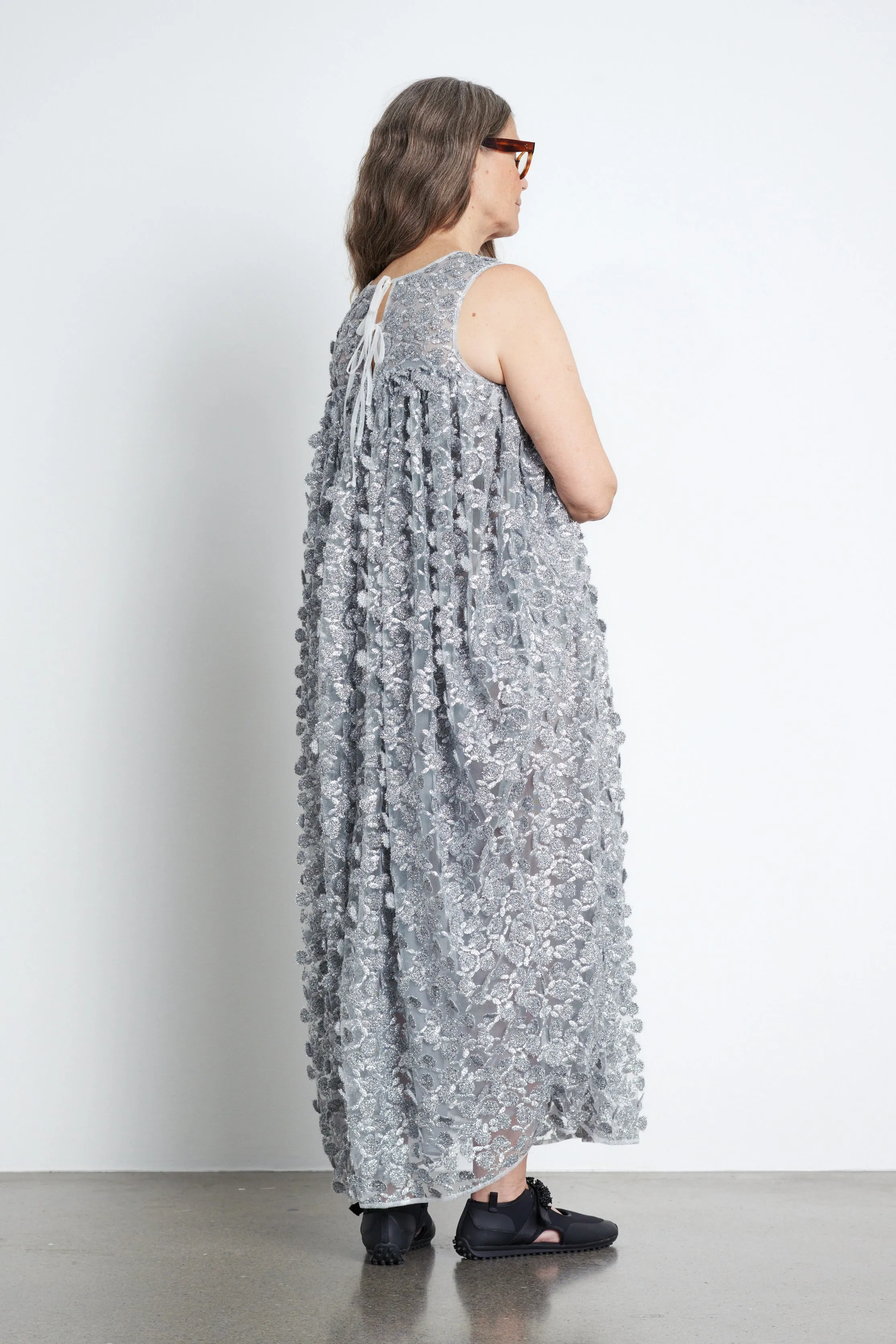 FILIPPA | DRESS CASSIOPÉ TULLE APPLIQUE SILVER