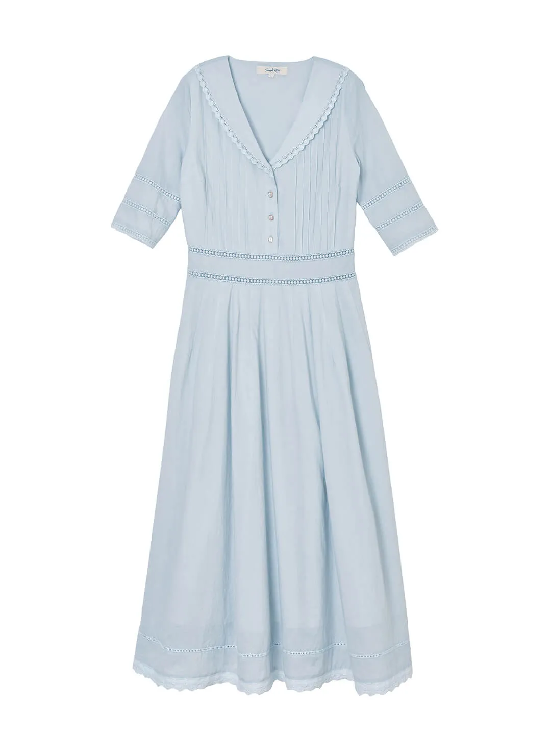 Fiona Cotton Grey Blue Midi Dress