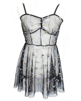 Garden Of Secrets Mesh Black Dress