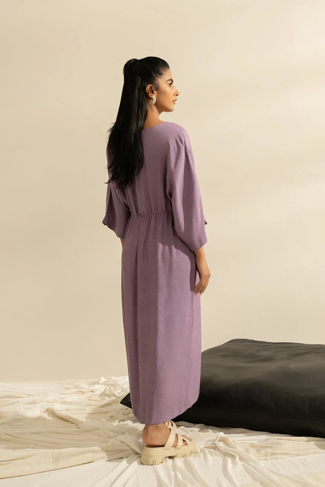 Gathered Purple Dress