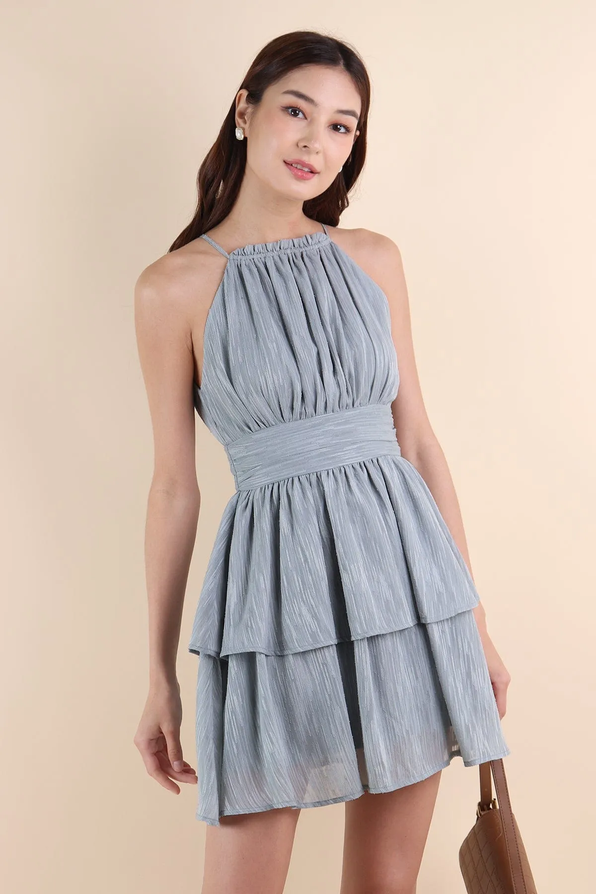 GRACELYN V2 CREPE DRESS IN DUSK BLUE