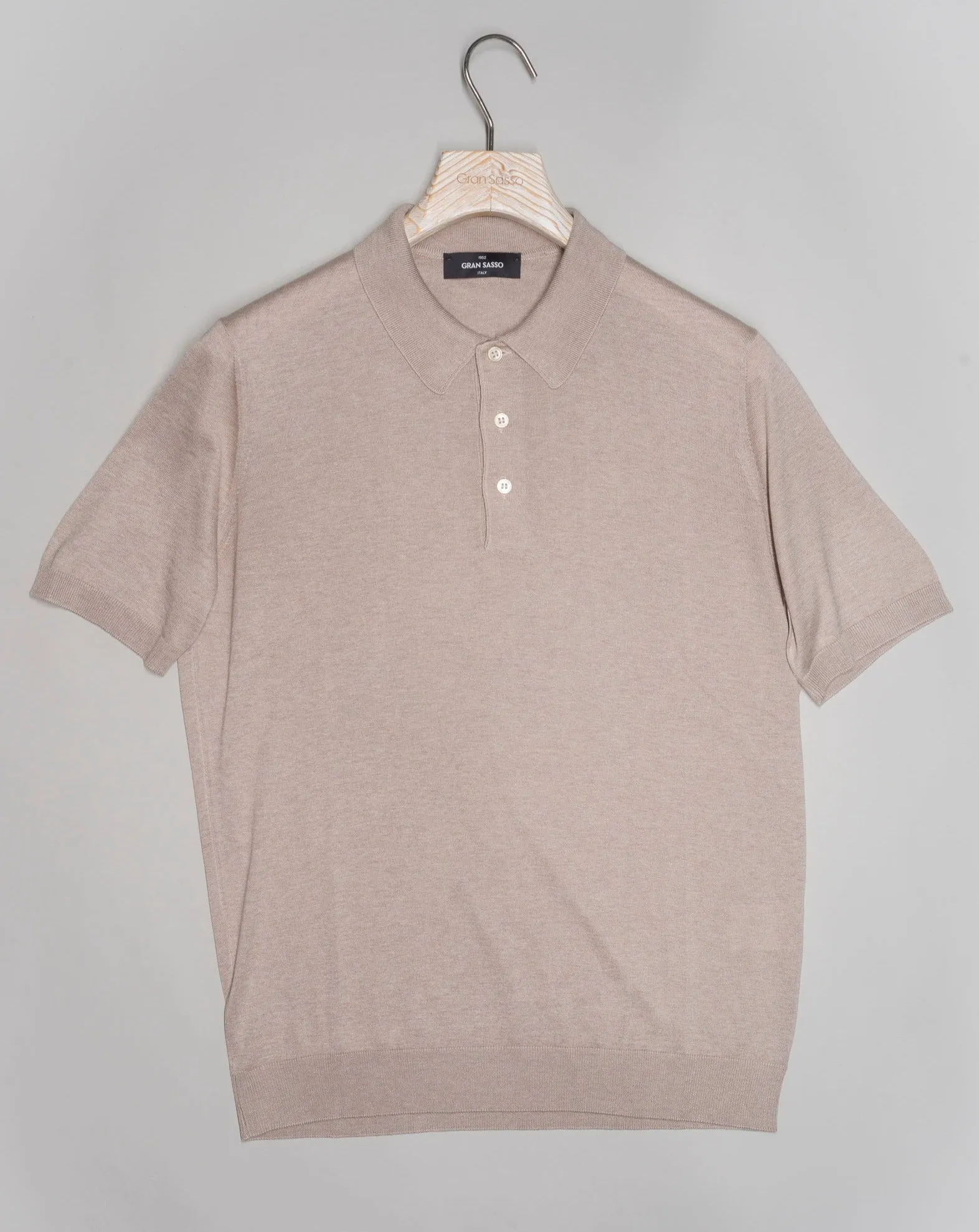 Gran Sasso Silk Polo Shirt / Sand