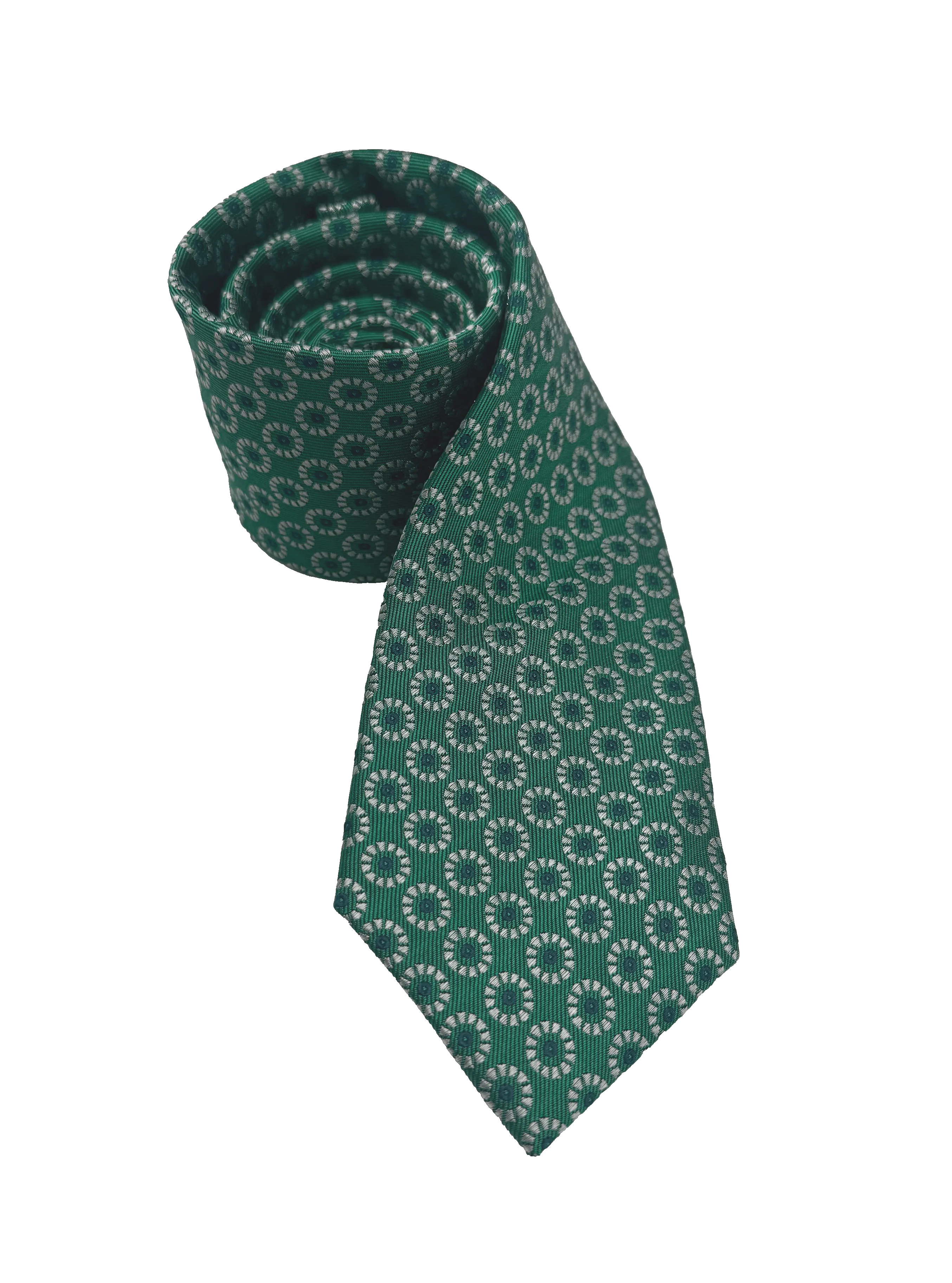 Green Circle Print Silk Tie