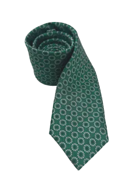 Green Circle Print Silk Tie