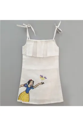 Hand painted snow white fairy tale white dress