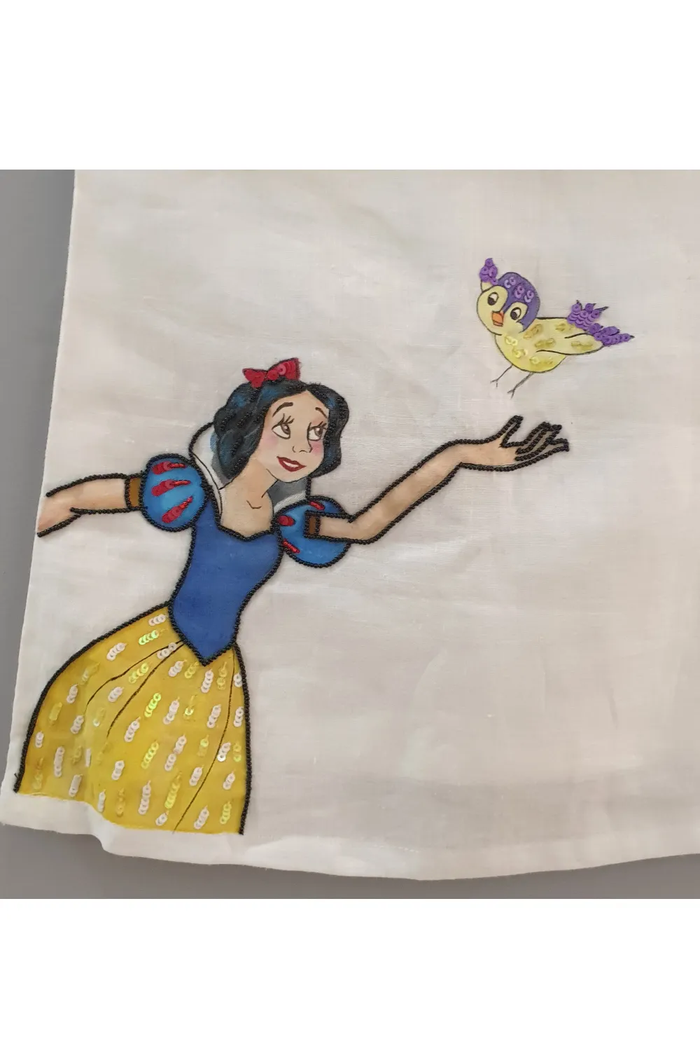 Hand painted snow white fairy tale white dress