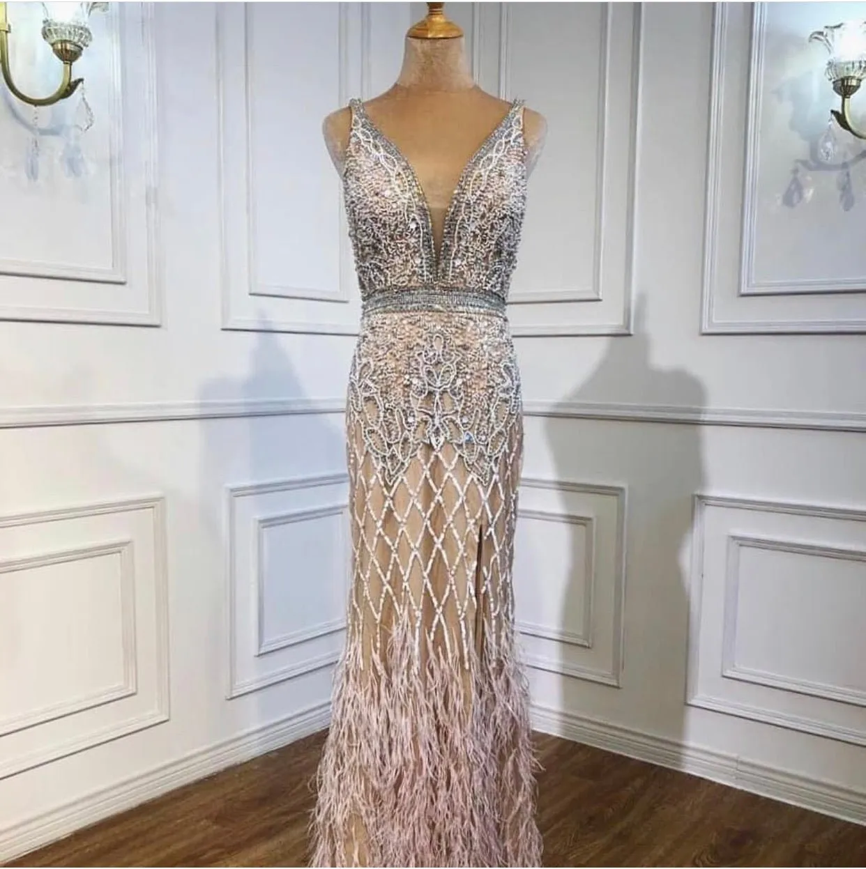 Hazel Elegant Mermaid Beading Work Evening Dress