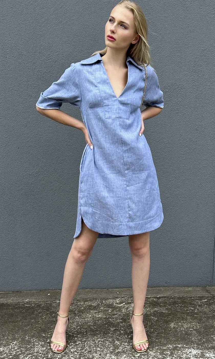 HOSS Ginger Dress - Blue Denim