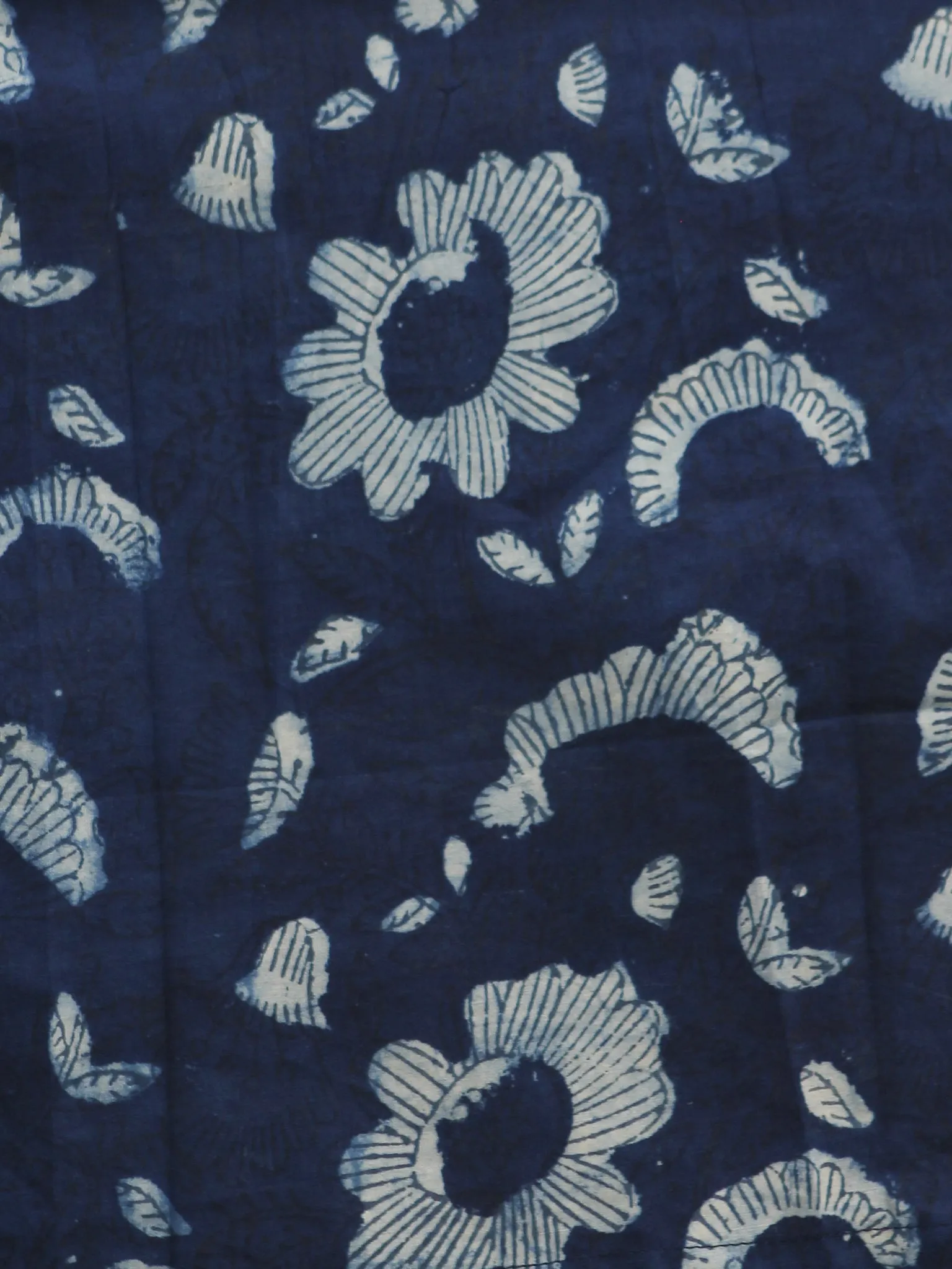 Indigo Ivory Maroon Hand Block Printed Cotton Angrakha Dress With Elasticated Waist - D96F448