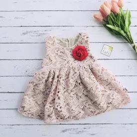 Iris Dress in Light Pink Paisley Lace