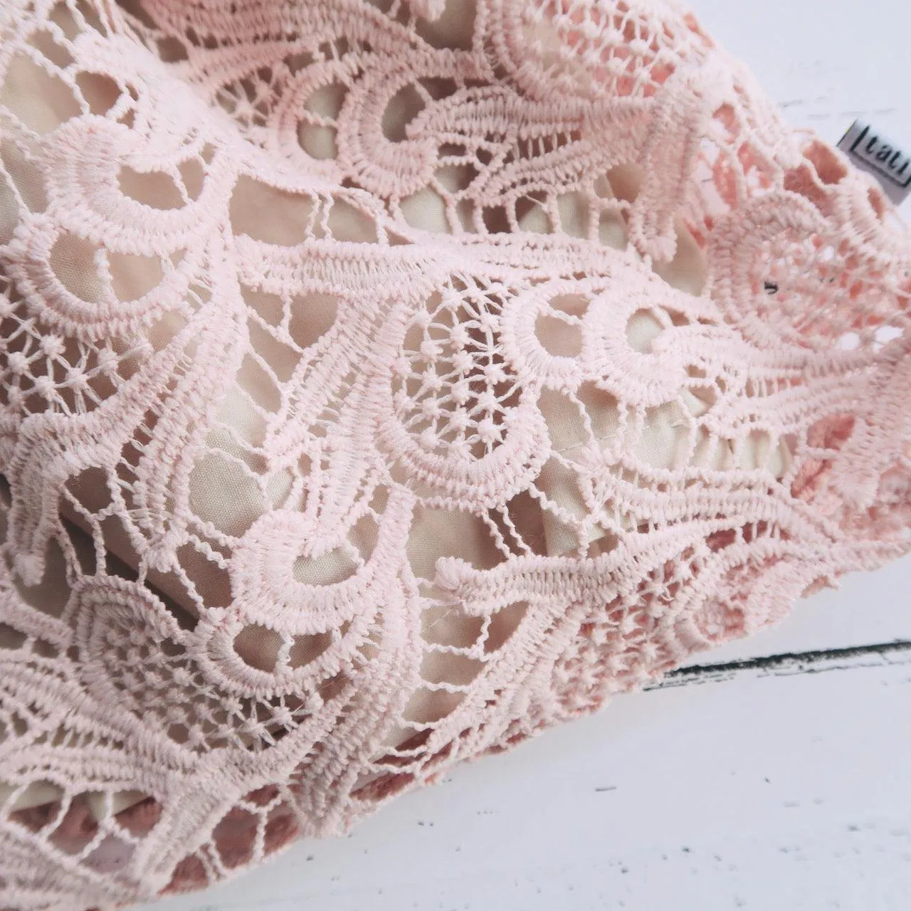 Iris Dress in Light Pink Paisley Lace