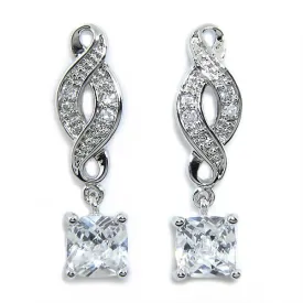 Iris "Noble" 18k White Gold CZ Infinity Drop Earrings