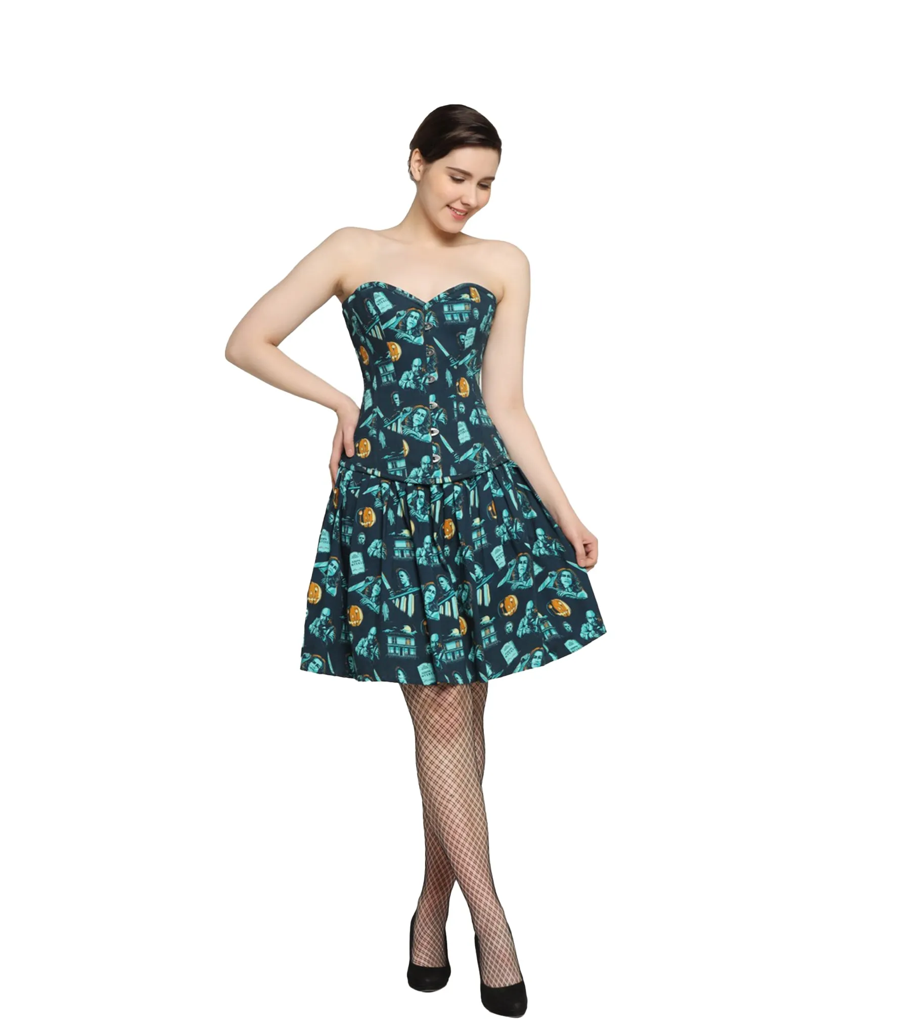 killerman printed Waist Reducing  Overbust Corset  Dress