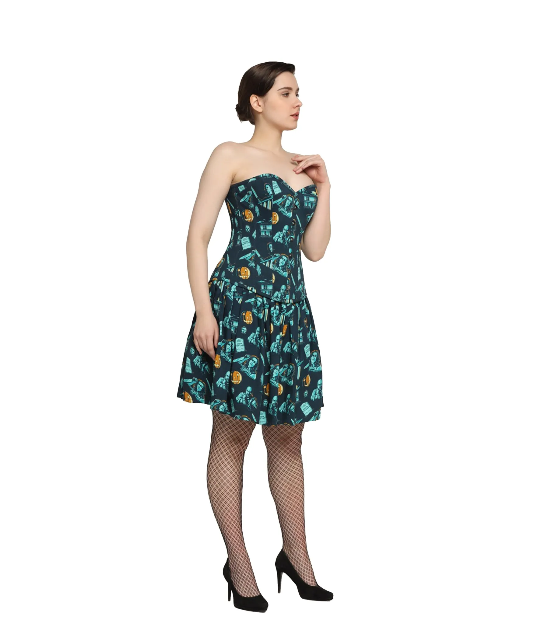 killerman printed Waist Reducing  Overbust Corset  Dress