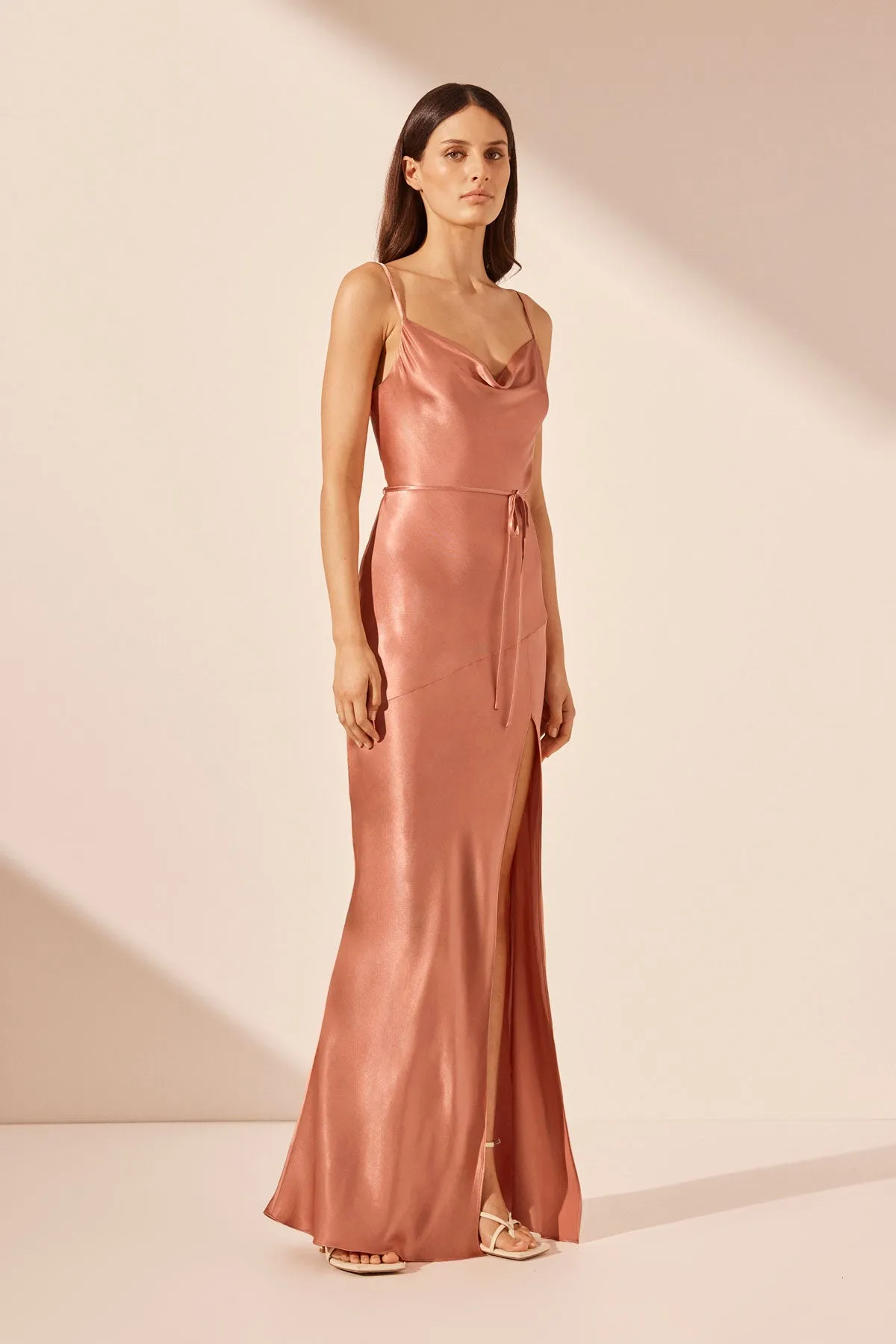 Maxi Dress with Cowl Neck - Antique Rose - La Lune Bias Design
