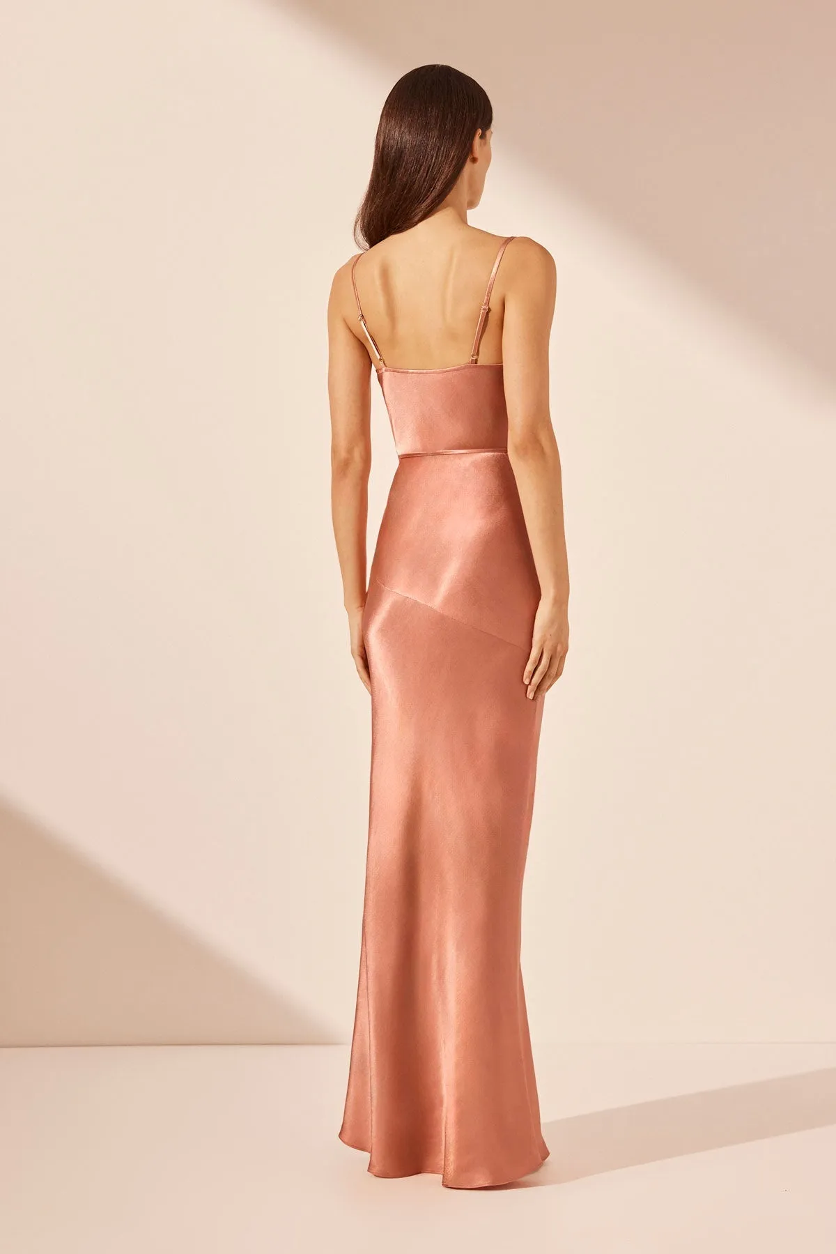 Maxi Dress with Cowl Neck - Antique Rose - La Lune Bias Design
