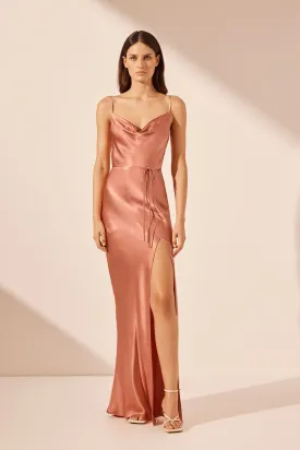 Maxi Dress with Cowl Neck - Antique Rose - La Lune Bias Design