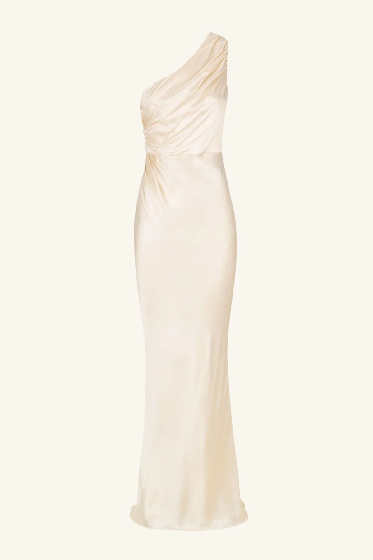 Elegant Cream One-Shoulder Maxi Dress by La Lune