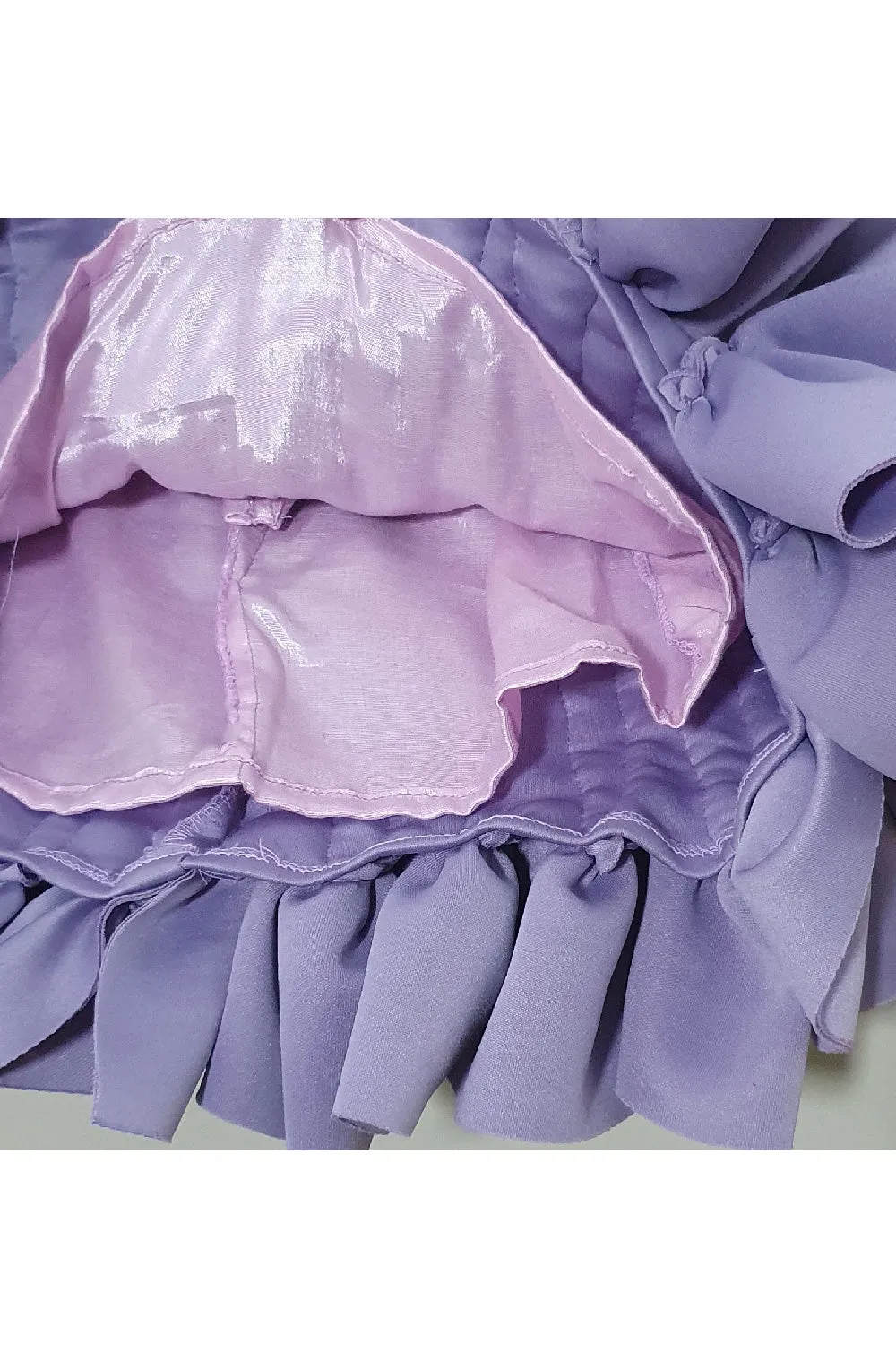 Lavender Cupcake Embroidered Satin Dress
