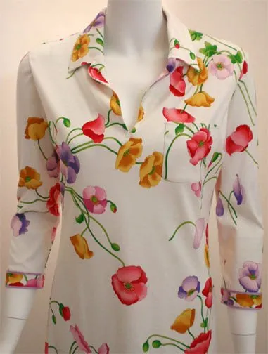 LEONARD 1990 White Floral Print Day Dress