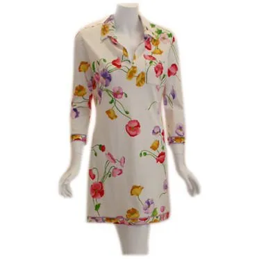LEONARD 1990 White Floral Print Day Dress