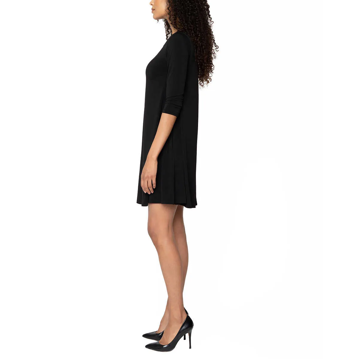 Leota Women's Wrinkle-free Quarter Sleeve Swing Mini Dress