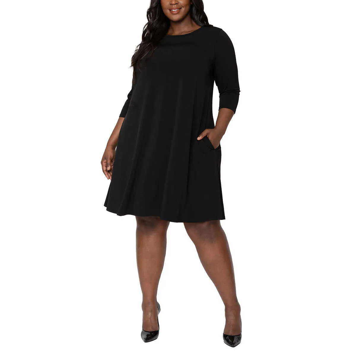 Leota Women's Wrinkle-free Quarter Sleeve Swing Mini Dress