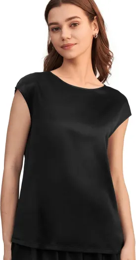 LilySilk Silk Blouse for Women Short Sleeve Summer Cool Comfy Charmeuse Silk Tops for Ladies