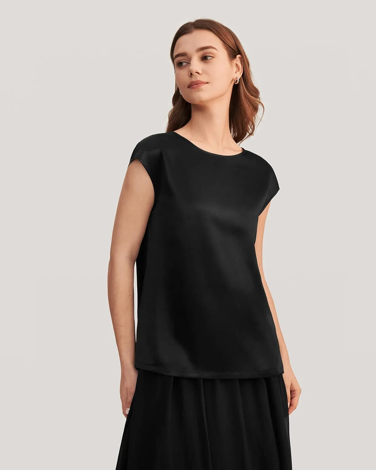 LilySilk Silk Blouse for Women Short Sleeve Summer Cool Comfy Charmeuse Silk Tops for Ladies