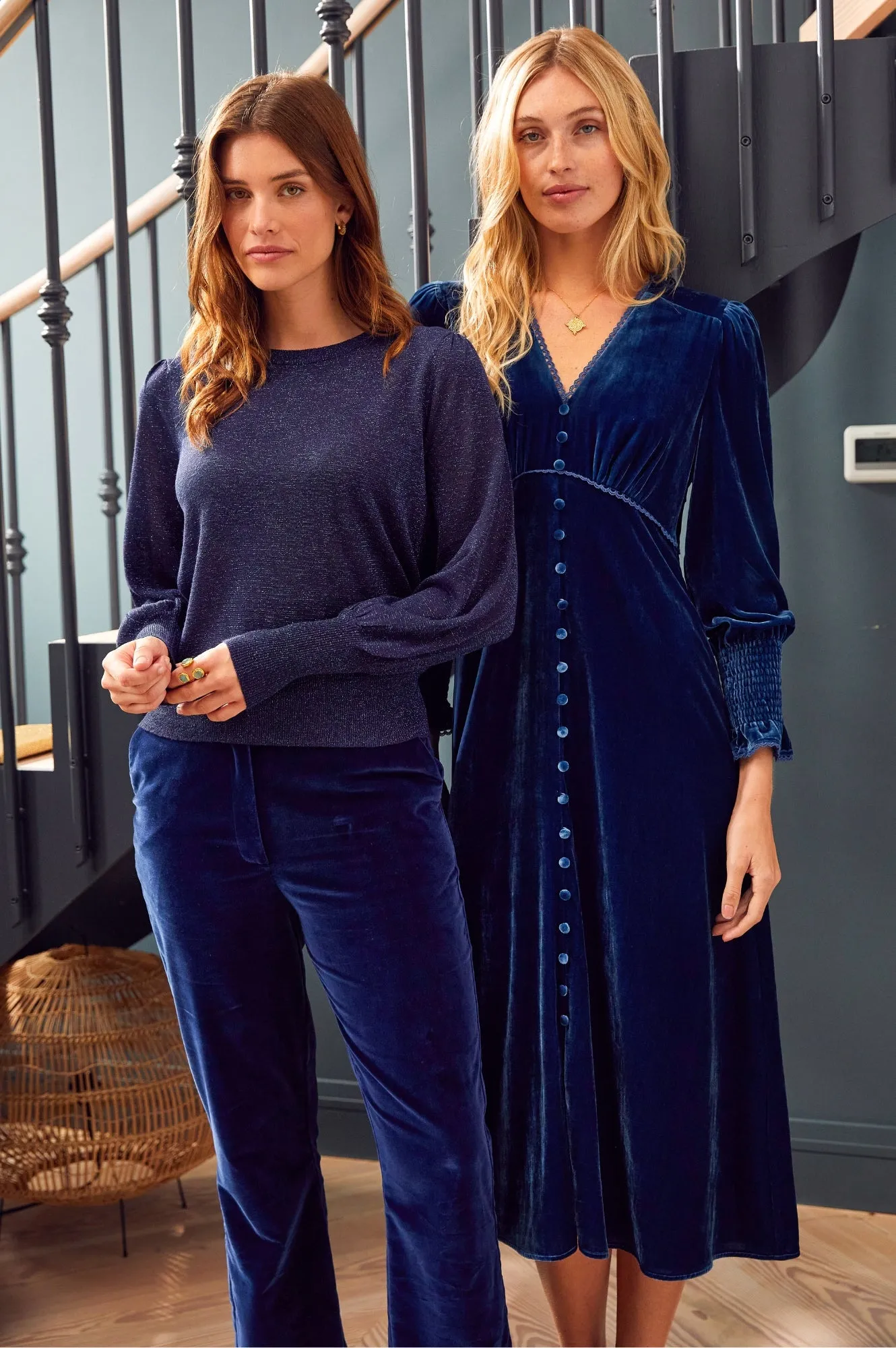 Sally Anne Long Sleeve Velvet Dress | Sapphire Blue
