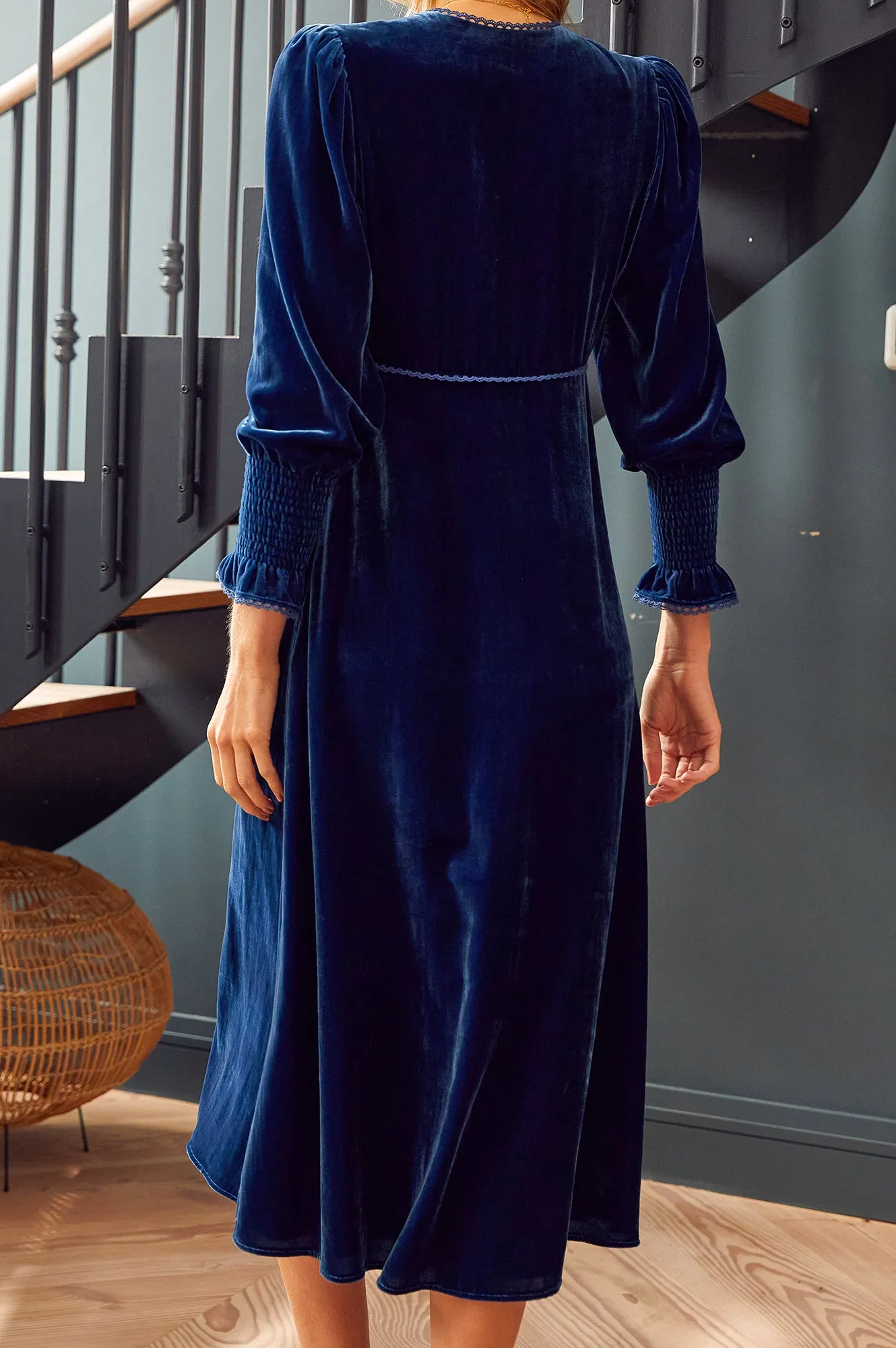 Sally Anne Long Sleeve Velvet Dress | Sapphire Blue