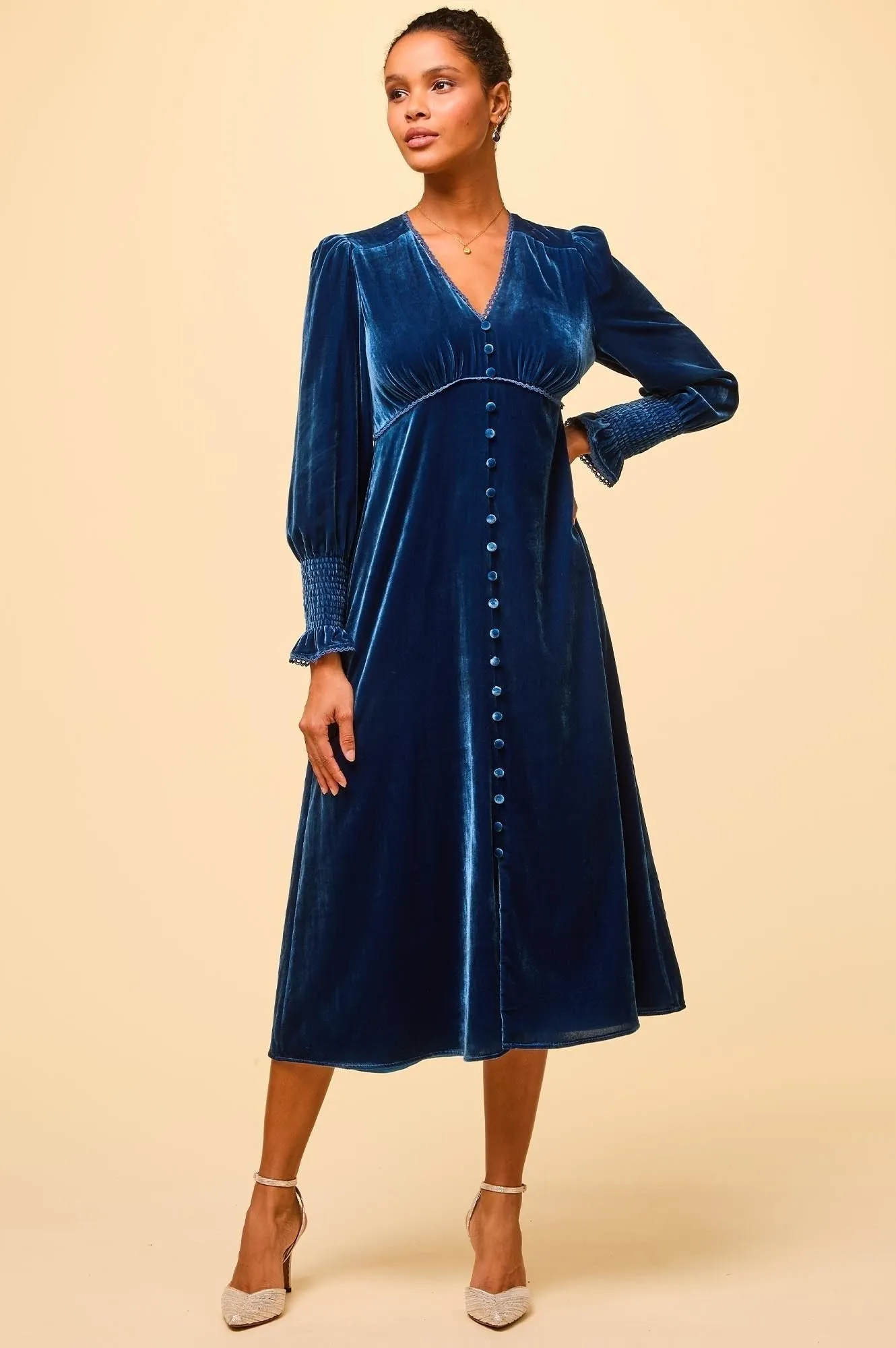 Sally Anne Long Sleeve Velvet Dress | Sapphire Blue