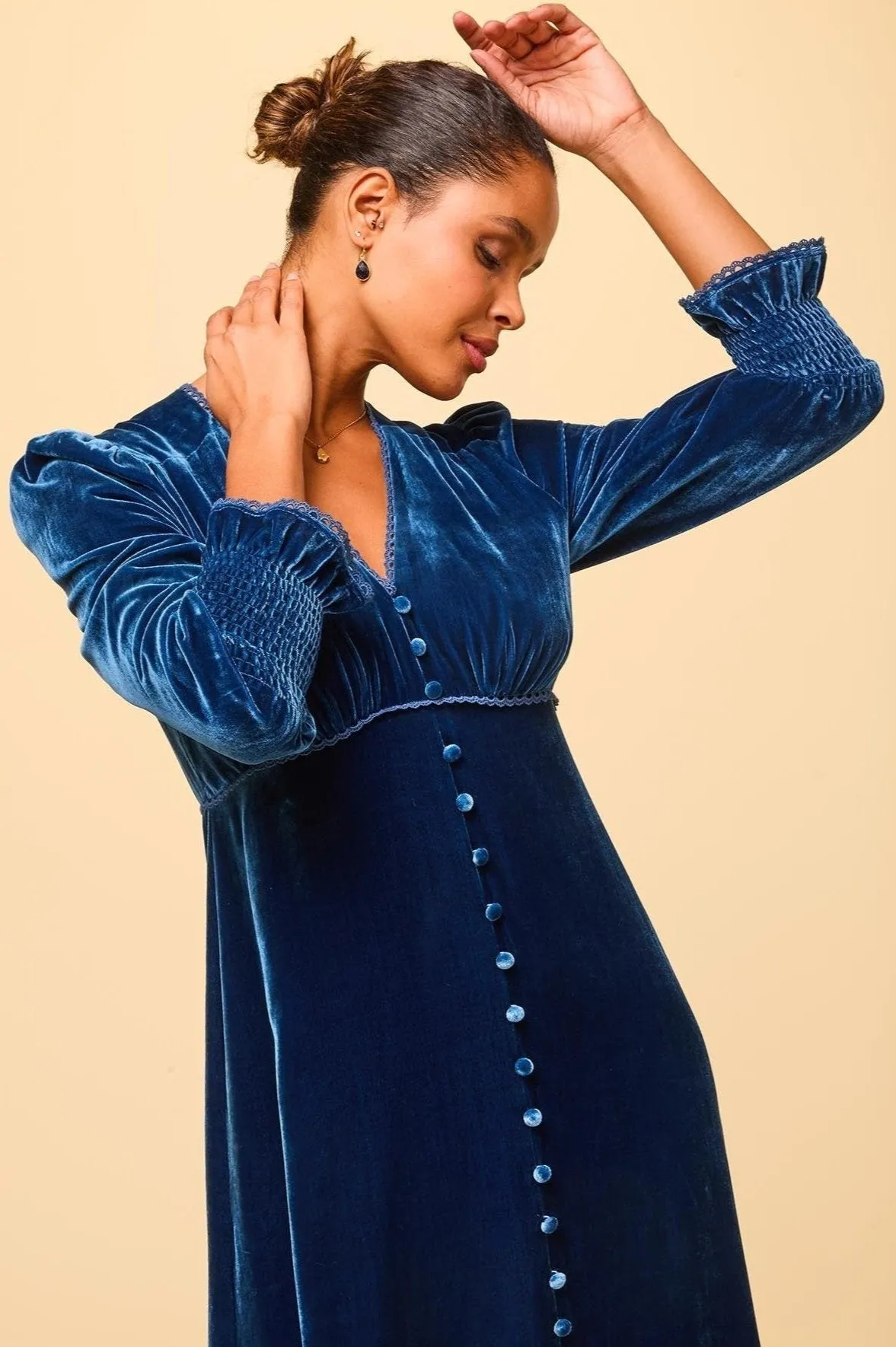 Sally Anne Long Sleeve Velvet Dress | Sapphire Blue