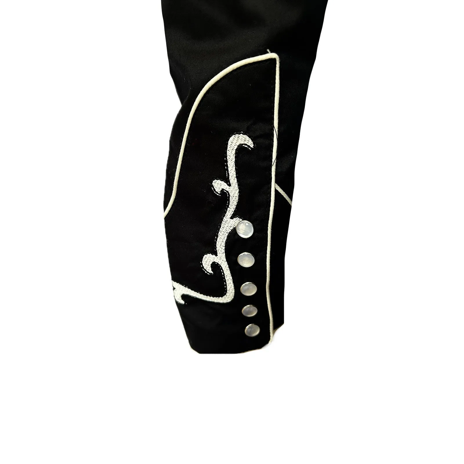 Men's Vintage American Bison Embroidery Black Western Shirt
