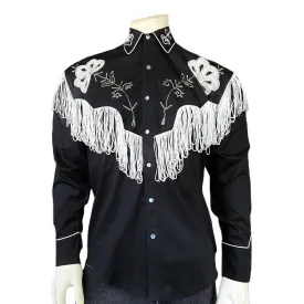 Men's Vintage Fringe Black Embroidered Western Shirt
