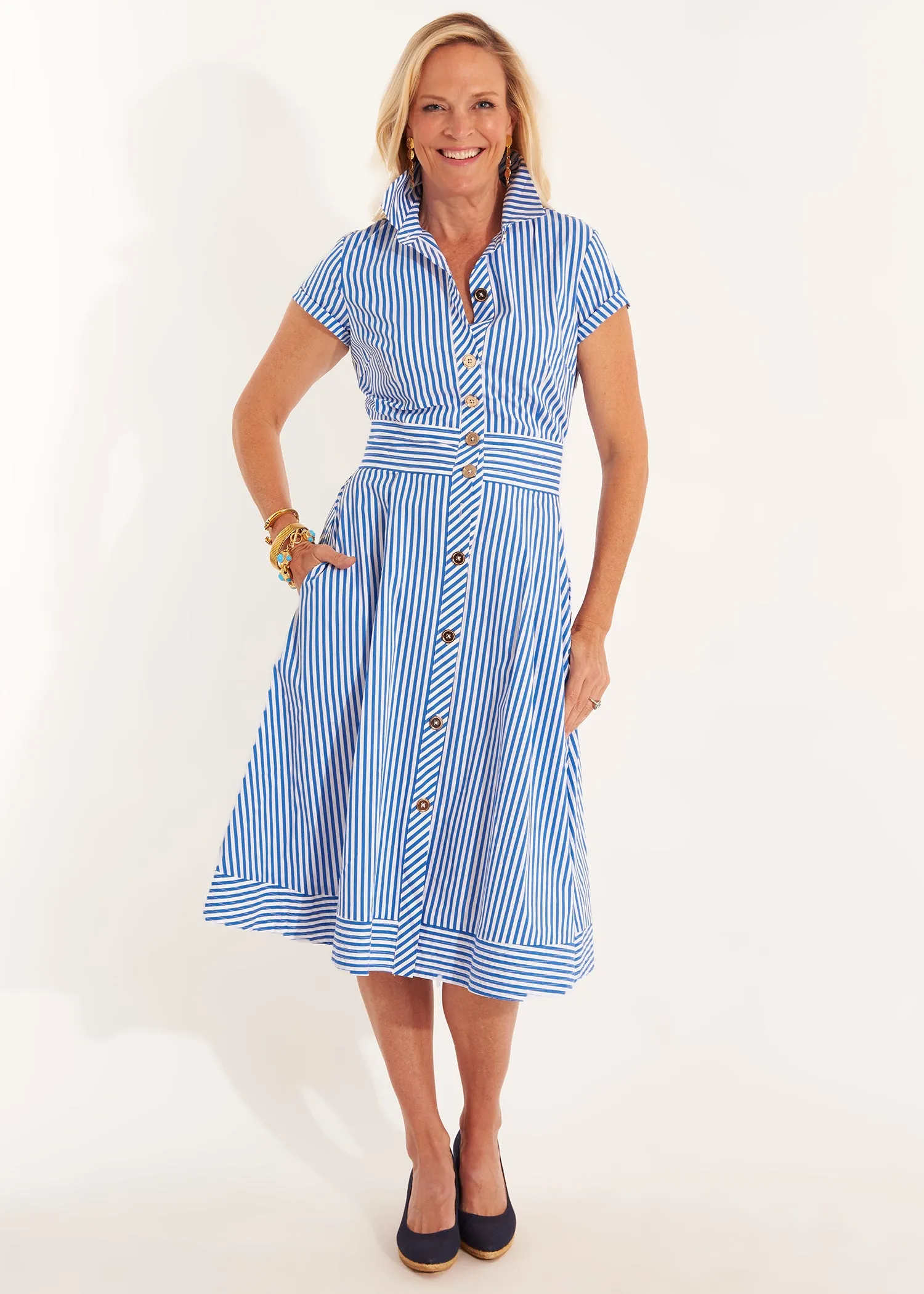 Milan Dress - Blue Stripe