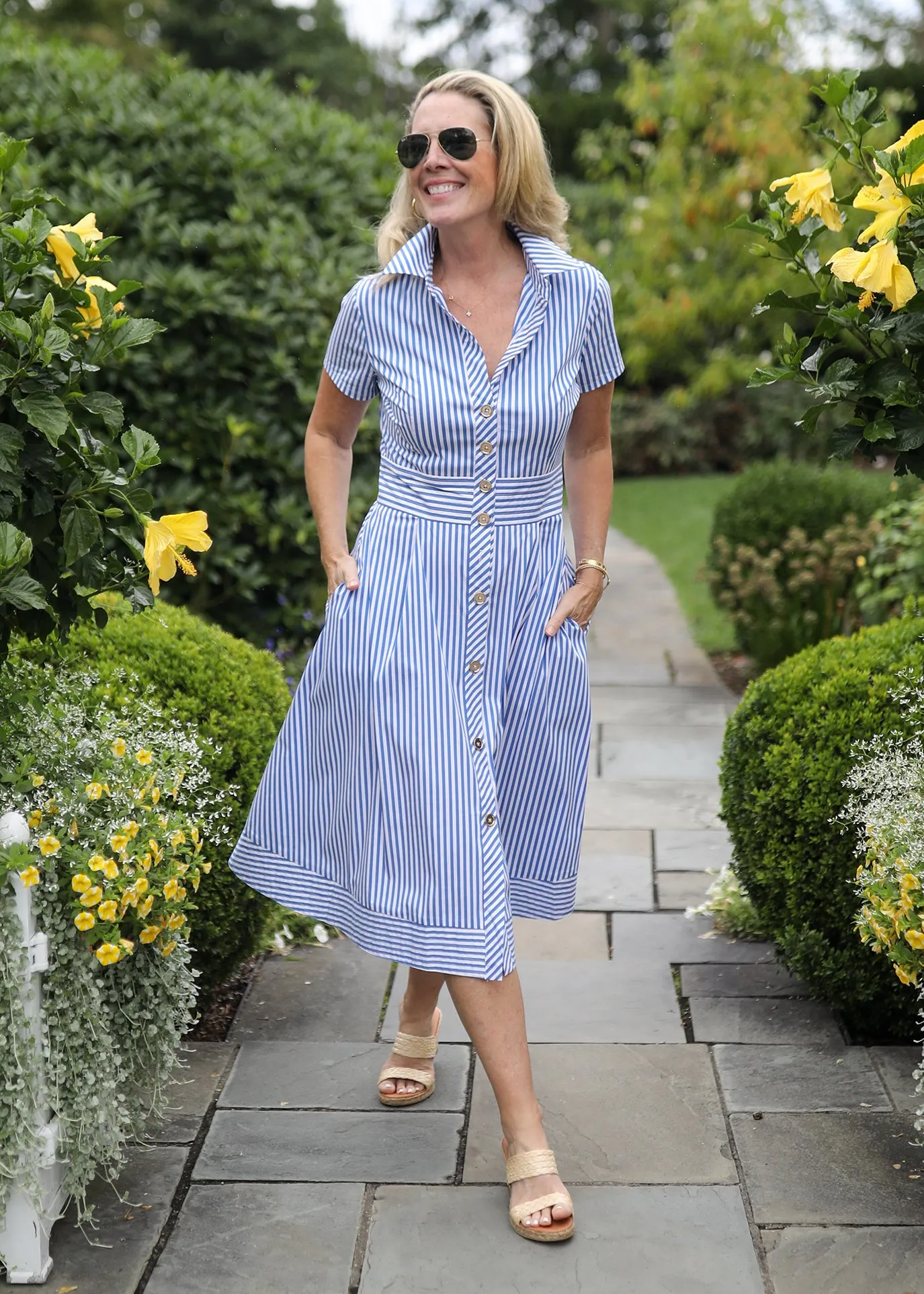 Milan Dress - Blue Stripe
