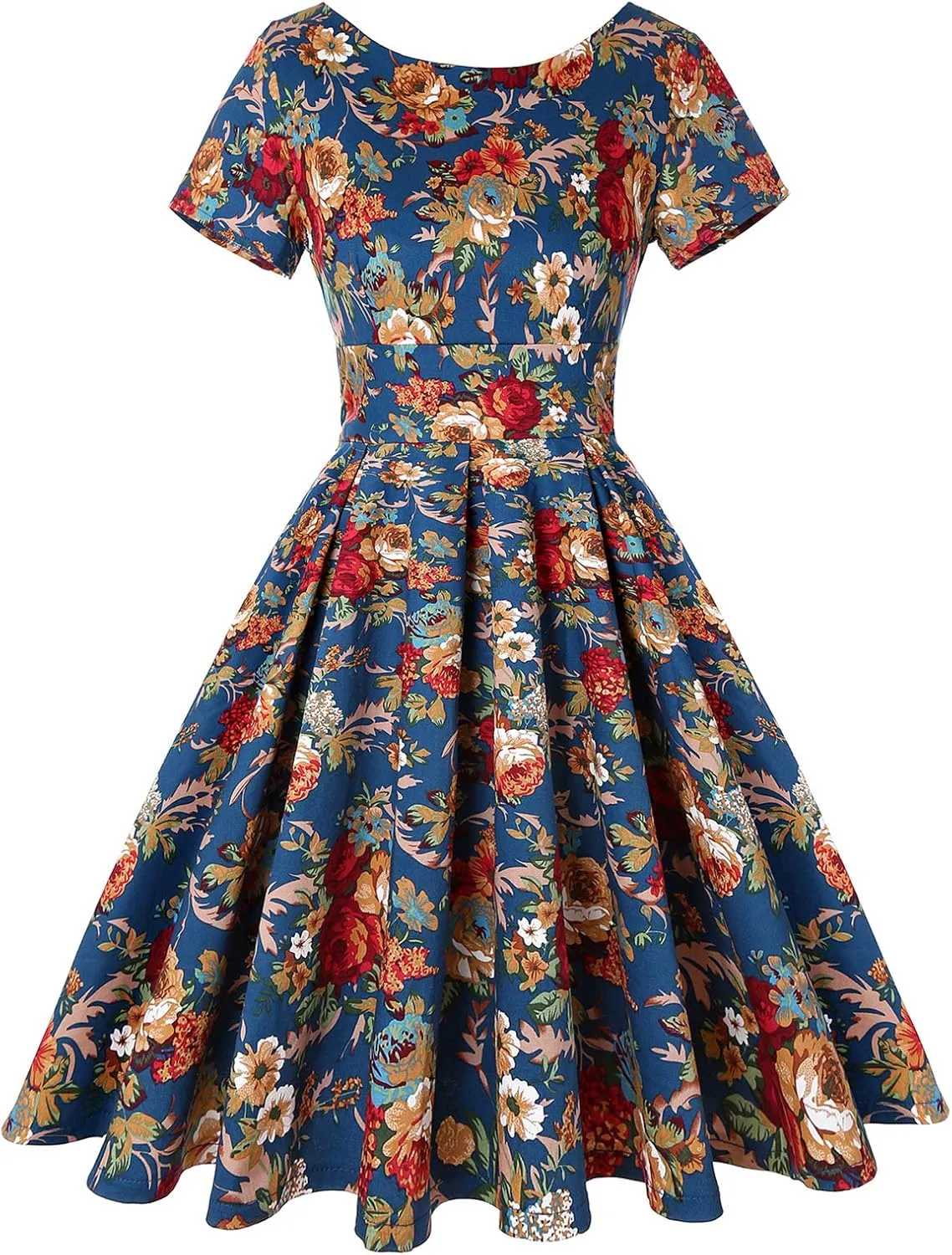 MINTLIMIT Women's 1950s Retro Vintage Rockabilly Short Sleeve Cocktail Party Swing Dress