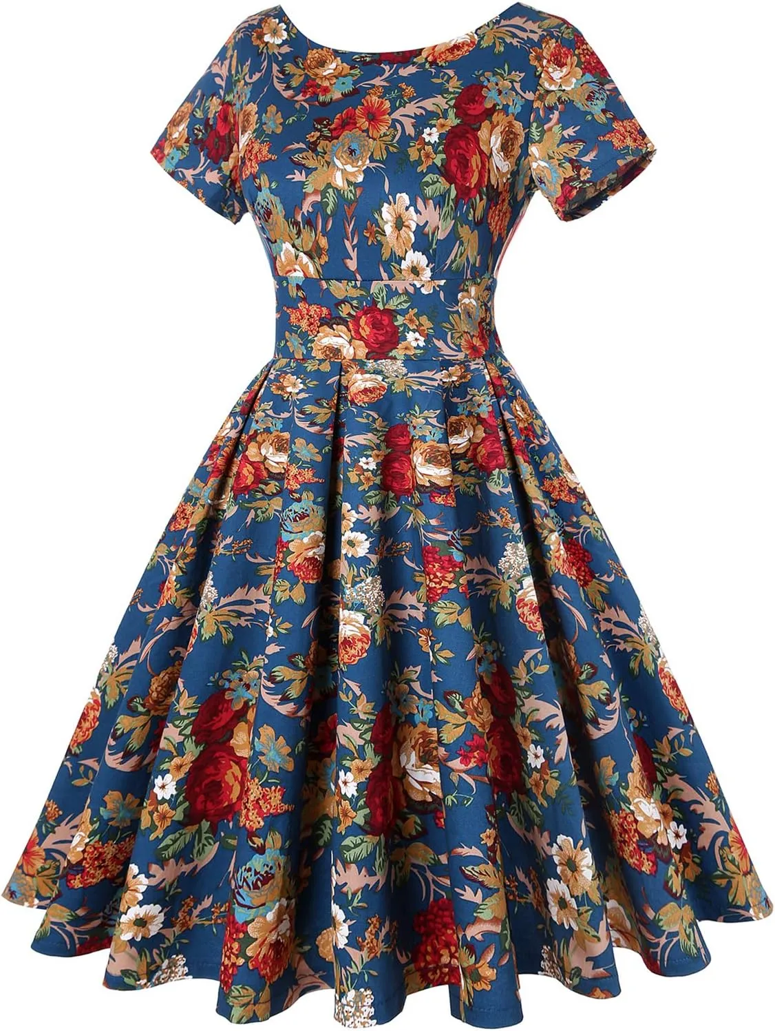 MINTLIMIT Women's 1950s Retro Vintage Rockabilly Short Sleeve Cocktail Party Swing Dress