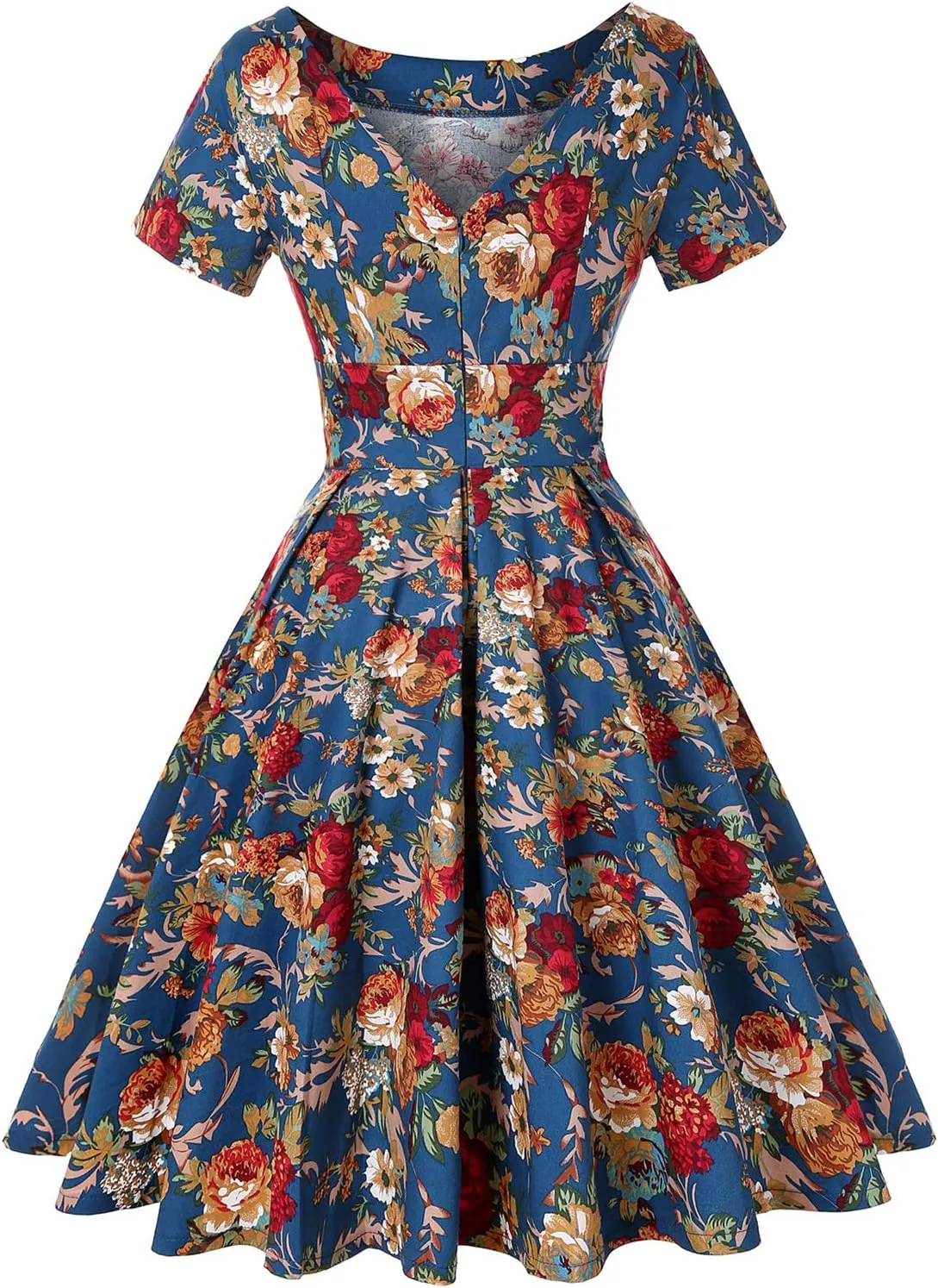 MINTLIMIT Women's 1950s Retro Vintage Rockabilly Short Sleeve Cocktail Party Swing Dress