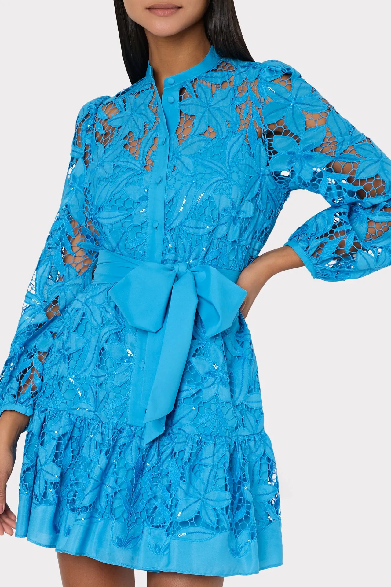 Glamorous Nellie Sequin-Embellished Eyelet Party Dress