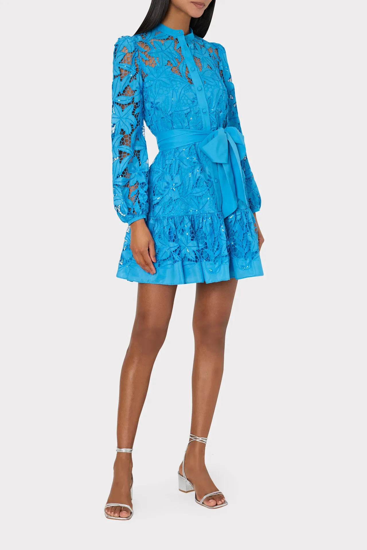 Glamorous Nellie Sequin-Embellished Eyelet Party Dress