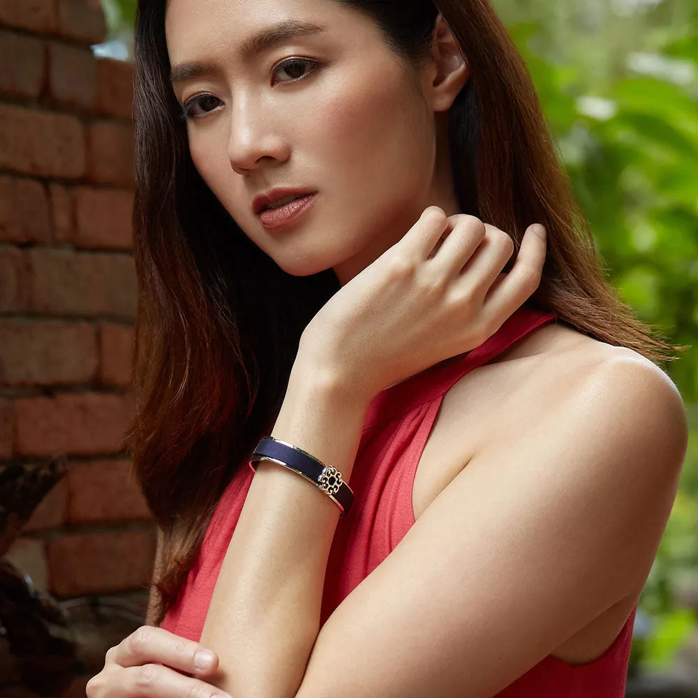 Nonya Blossom Silk Cuff - Peacock Green