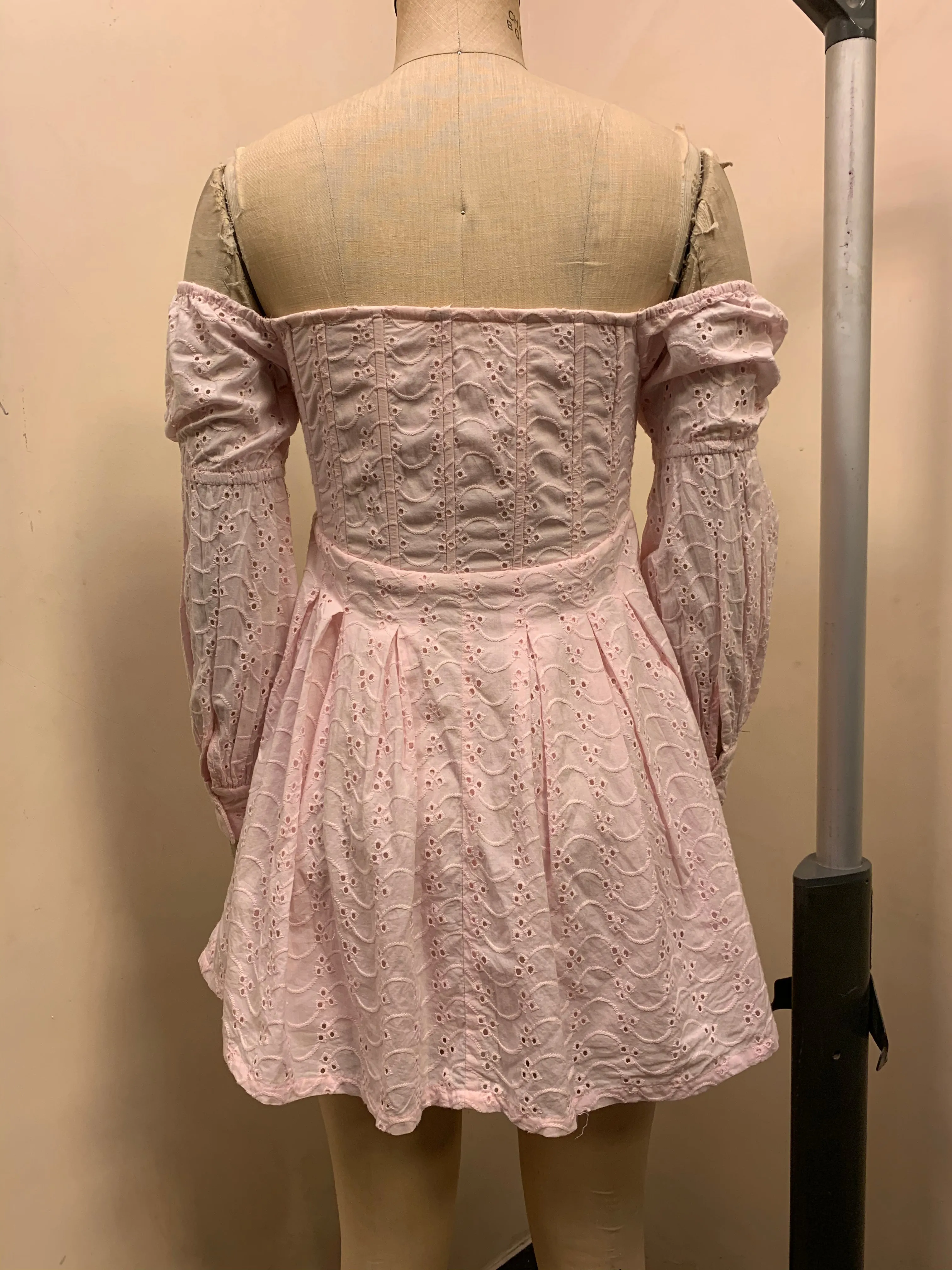 Nova Baby Pink Schiffli Puff Corset Dress Fit Sample