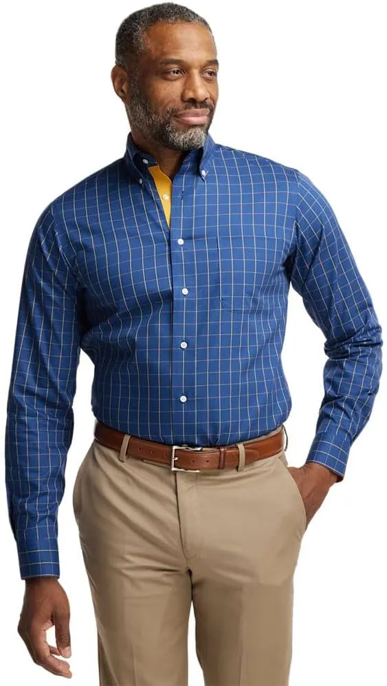 Paul Fredrick Men's Classic Fit Non-Iron Cotton Check Dress Shirt