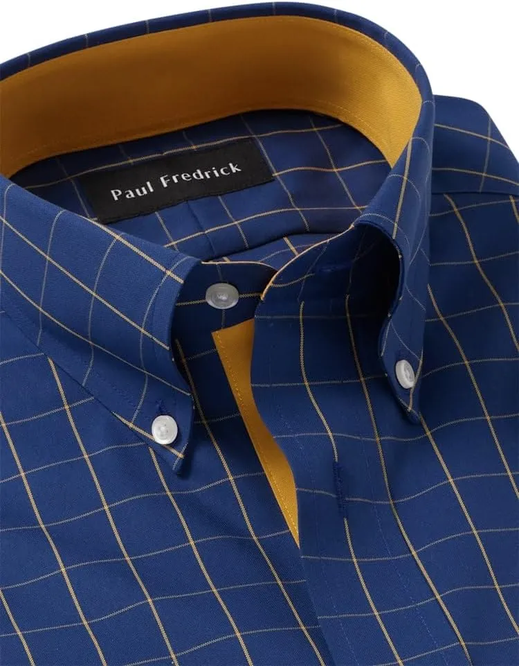 Paul Fredrick Men's Classic Fit Non-Iron Cotton Check Dress Shirt