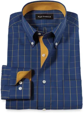 Paul Fredrick Men's Classic Fit Non-Iron Cotton Check Dress Shirt