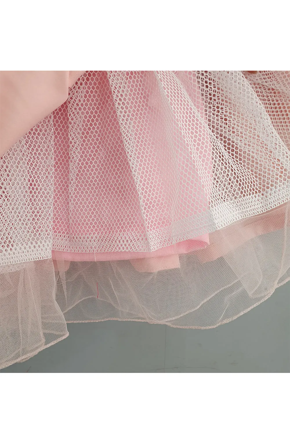Peach Pearl Embroidered Pleated Dress