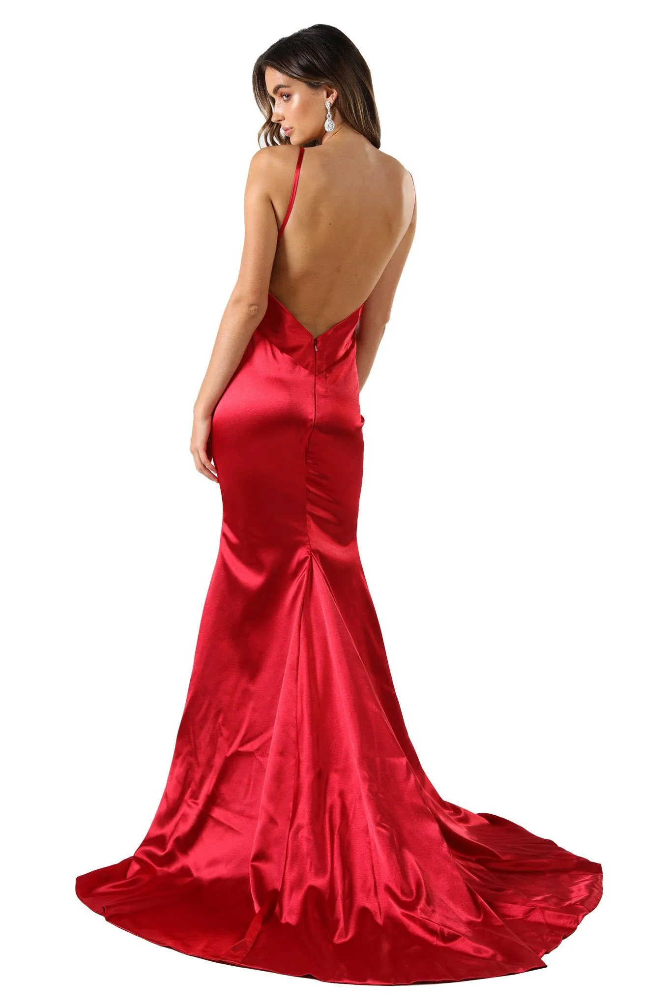 Penelope Satin Gown - Bright Red (XS,S,M - Clearance Sale)